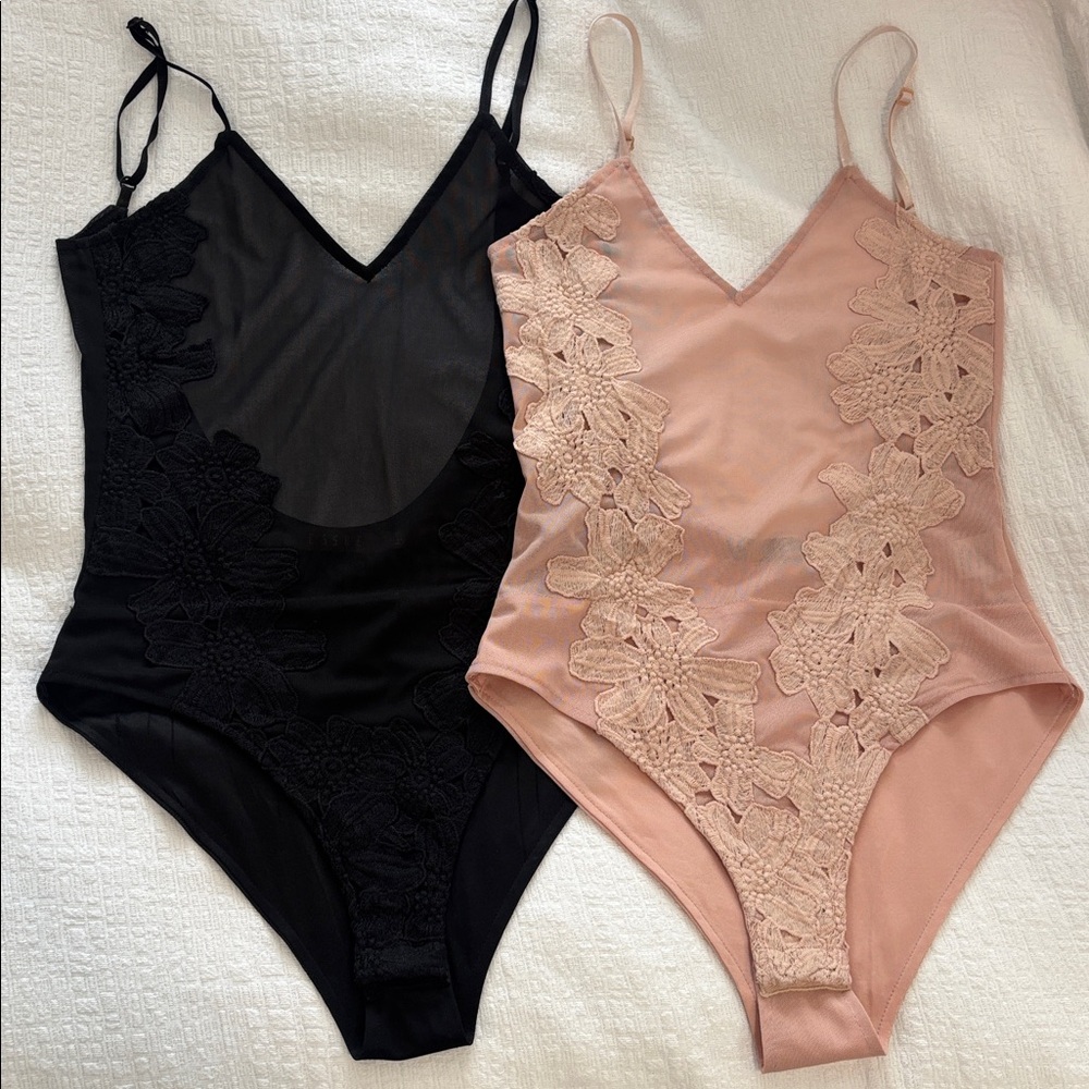 Black and Pink sheer Lace Bodysuits (2 for 1)